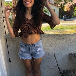 Nasty Gal- Front cinch crop top w/ flutter sleeve